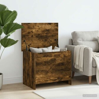 Opbergkist Gerookt eiken 60 x 40 x 50 cm Bewerkt hout 4