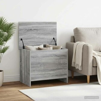 Opbergkist met opslag Grijs Sonoma 60 x 40 x 50 cm Bewerkt hout 4