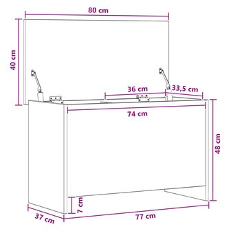 Opbergkist met opslag Wit 80 x 40 x 50 cm Bewerkt hout 9