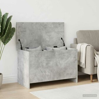 Opbergkist met opslag Betongrijs 80 x 40 x 50 cm Bewerkt hout 1