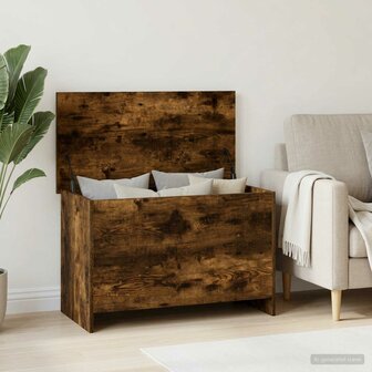 Opbergkist Gerookt eiken 80 x 40 x 50 cm Bewerkt hout 1