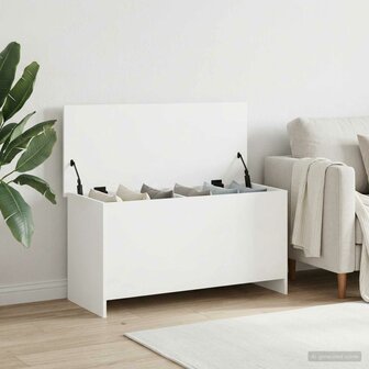 Opbergkist met opslag Wit 100 x 40 x 50 cm Bewerkt hout 1