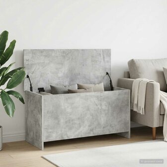 Opbergkist met opslag Betongrijs 100 x 40 x 50 cm Bewerkt hout 1