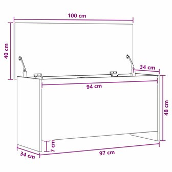 Opbergkist met opslag Betongrijs 100 x 40 x 50 cm Bewerkt hout 9