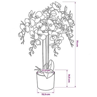 Kunstplant met pot orchidee 75 cm wit 3