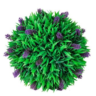 2-delige Kunstbuxussenset bolvormig met lavendel 30 cm 2