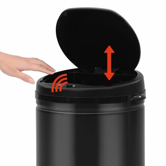 Prullenbak met automatische sensor 30 L koolstofstaal zwart 5