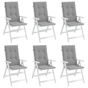 Tuinstoelkussens 6 st hoge rug 120x50x3 cm stof grijs 4