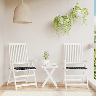 Tuinstoelkussens 2 st ruitpatroon 40x40x4 cm stof zwart 1