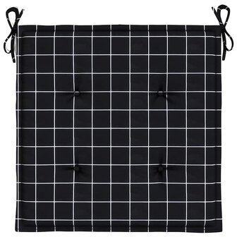 Tuinstoelkussens 2 st ruitpatroon 40x40x4 cm stof zwart 6