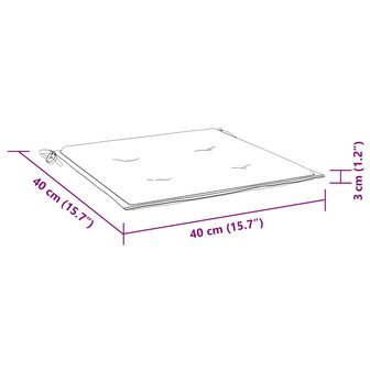 Tuinstoelkussens 2 st ruitpatroon 40x40x4 cm stof zwart 9