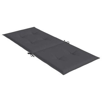 Tuinstoelkussens rugleuning 2 st 120x50x2 cm stof antraciet 6