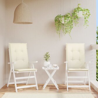 Tuinstoelkussens 6 st hoge rug 120x50x3 cm stof cr&amp;egrave;mekleurig 1
