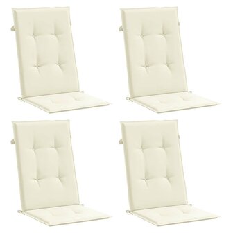Tuinstoelkussens 4 st hoge rug 120x50x2 cm stof cr&amp;egrave;mekleurig 3