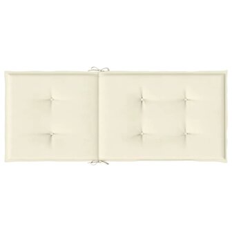 Tuinstoelkussens 4 st hoge rug 120x50x2 cm stof cr&amp;egrave;mekleurig 7
