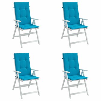 Tuinstoelkussens 4 st hoge rug 120x50x3 cm stof blauw 4