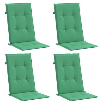 Tuinstoelkussens 4 st hoge rug 120x50x3 cm stof groen 3