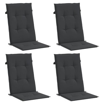 Tuinstoelkussens 4 st hoge rug120x50x3 cm stof zwart 3