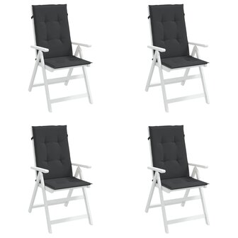 Tuinstoelkussens 4 st hoge rug120x50x3 cm stof zwart 4