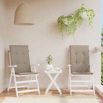 Tuinstoelkussens 2 st hoge rug 120x50x3 cm stof taupe 1