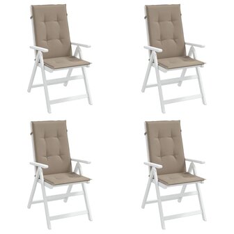 Tuinstoelkussens 4 st hoge rug120x50x3 cm stof taupe 4