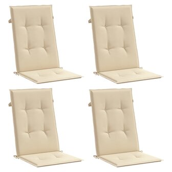 Tuinstoelkussens 4 st hoge rug120x50x3 cm stof beige 3
