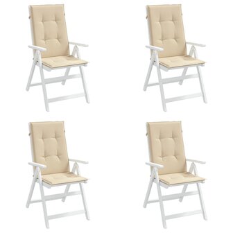 Tuinstoelkussens 4 st hoge rug120x50x3 cm stof beige 4