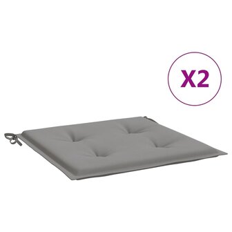 Tuinstoelkussens 2 st 50x50x4 cm stof grijs 2