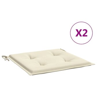 Tuinstoelkussens 2 st 50x50x4 cm oxford stof cr&amp;egrave;mekleurig 2