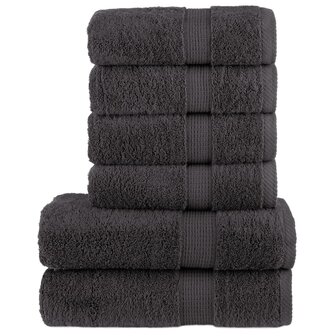 6-delige Handdoekenset SOLUND 600 g/m&amp;sup2; antracietkleurig 1