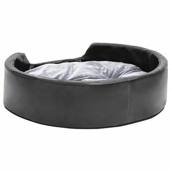 Hondenmand 69x59x19 cm pluche en kunstleer zwart en grijs 5