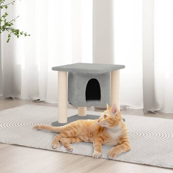 Kattenmeubel met sisal krabpalen 37 cm lichtgrijs 1