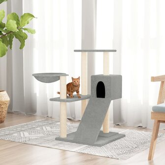 Kattenmeubel met sisal krabpalen 82 cm lichtgrijs 1