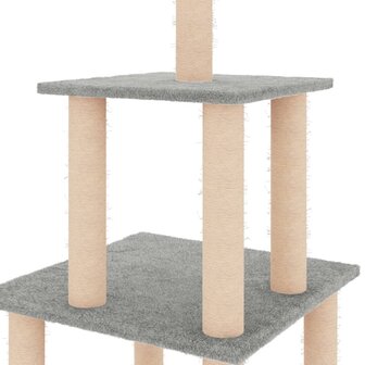 Kattenmeubel met sisal krabpalen 111 cm lichtgrijs 5