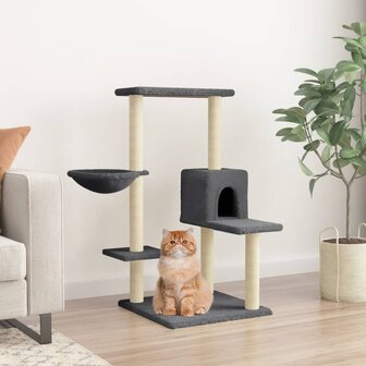 Kattenmeubel met sisal krabpalen 95 cm donkergrijs 1