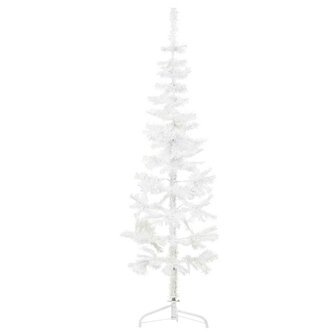 Kunstkerstboom half met standaard smal 120 cm wit 1