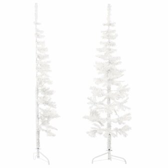 Kunstkerstboom half met standaard smal 120 cm wit 3