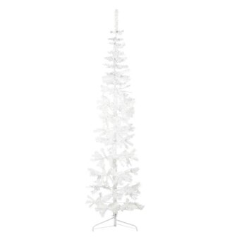 Kunstkerstboom half met standaard smal 240 cm wit 1