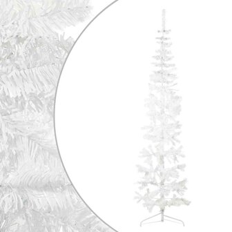 Kunstkerstboom half met standaard smal 240 cm wit 2