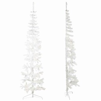 Kunstkerstboom half met standaard smal 240 cm wit 3