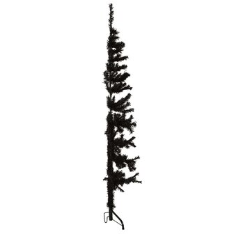 Kunstkerstboom half met standaard smal 120 cm zwart 4