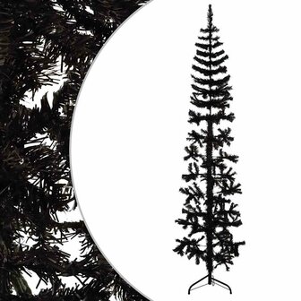 Kunstkerstboom half met standaard smal 240 cm zwart 3