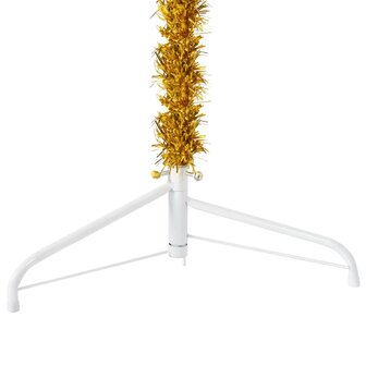 Kunstkerstboom half met standaard smal 120 cm goudkleurig 7