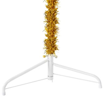 Kunstkerstboom half met standaard smal 240 cm goudkleurig 7