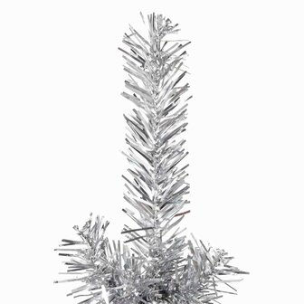 Kunstkerstboom half met standaard smal 120 cm zilverkleurig 5
