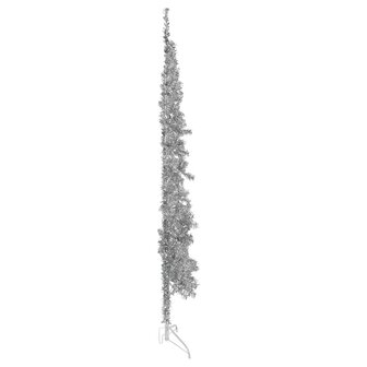 Kunstkerstboom half met standaard smal 240 cm zilverkleurig 4