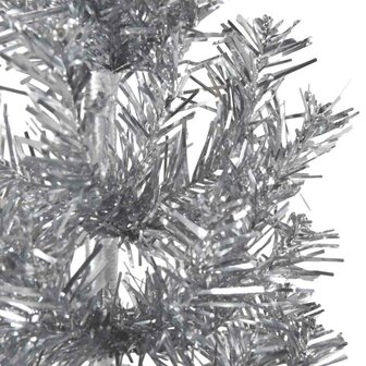 Kunstkerstboom half met standaard smal 240 cm zilverkleurig 6