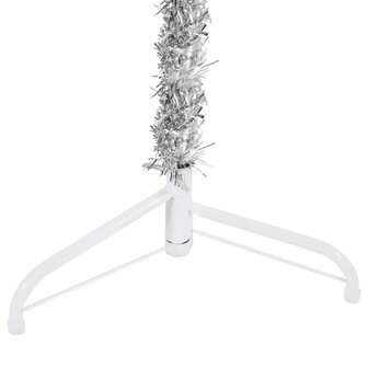Kunstkerstboom half met standaard smal 240 cm zilverkleurig 7