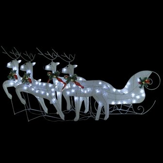 Buitenkerstversiering rendieren en slee 100 LED&amp;apos;s wit 2