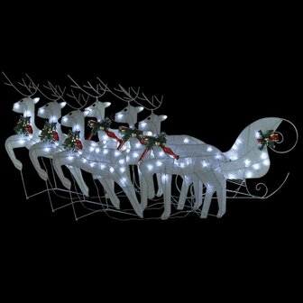 Buitenkerstversiering rendieren en slee 140 LED&amp;apos;s wit 2